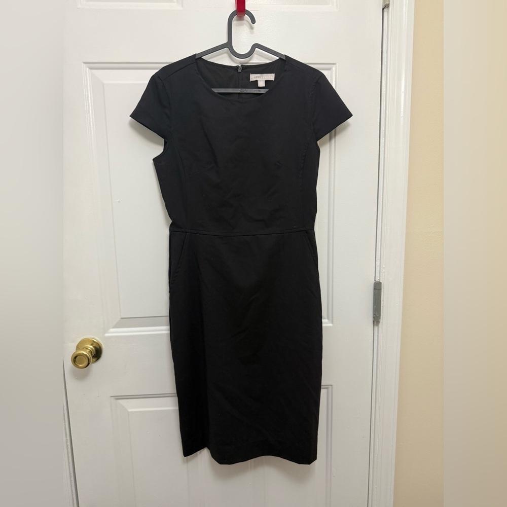 Chelsea28 Black Sheath Wool Blend Knee Length Dress Size 2 Pockets Office